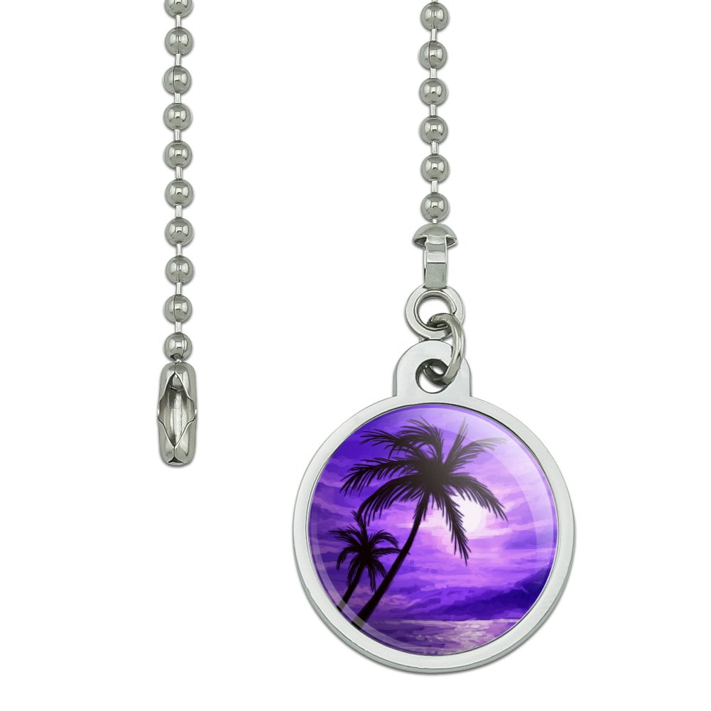 Purple Sunset Beach Palm Tree Hawaii Paradise Ceiling Fan And Light Pull Chain Com Purple Sunset Beach Palm Tree Hawaii, Palm Tree Ceiling Fan Pulls