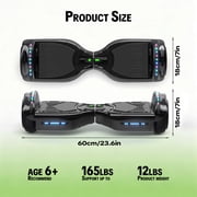 MOSTA Bluetooth Hoverboard with LED Headlight, 2-Wheel Self-Balancing Electric Scooter 6.5 inch Black