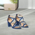 thumbnail image 2 of Sandalia DREAM PAIRS MADISON Azul Marino Ante Tacón 7,5 cm, 2 of 7