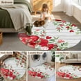 thumbnail image 6 of Valentine's Day Washable Round Area Rug 3.3 ft, Red Pink Dots Love Heart Floral Leaf Wood Grain, Soft Non Slip Rugs Stain Repellent Indoor Felt Carpet for Living Dining Room Bedroom Home Office, 6 of 9