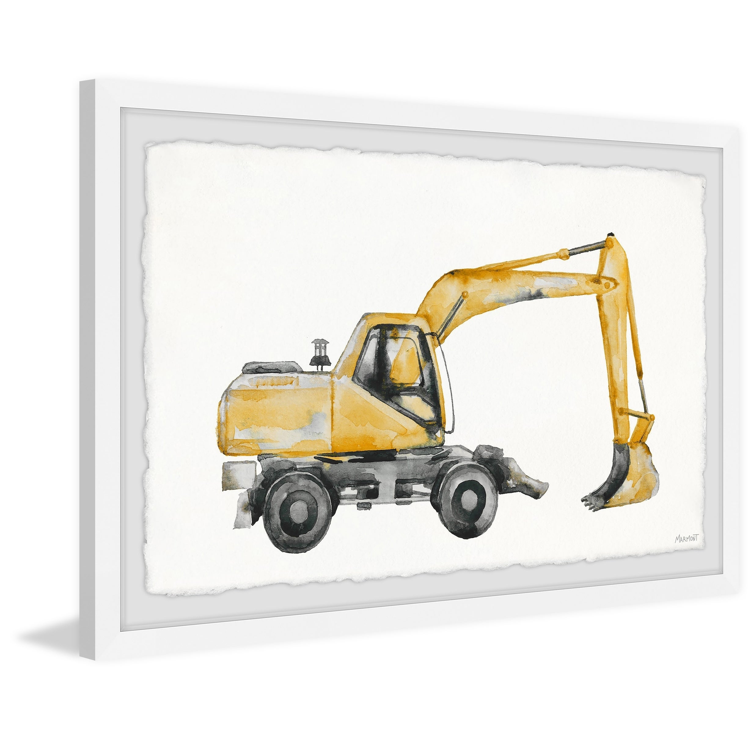 Marmont Hill Wheeled Excavator Framed Wall Art, 12" x 18"