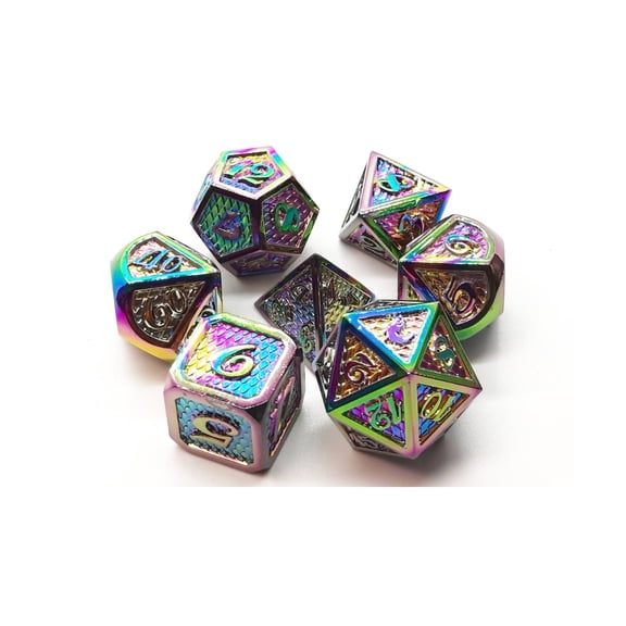 Old School Dice & Accessories Dragon Scale Poly Set - Spectral (7) New