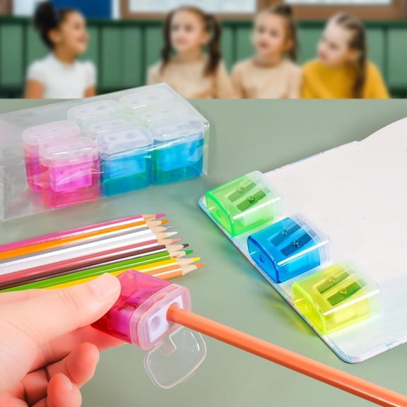 Under $1 Xuniizn 4-Pack Colored Pencil Sharpener With Cover - Portable Oval Manual Sharpener - Office Supplies - Durable Plastic Design