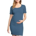thumbnail image 2 of Frwgonr Maternity Dresses for PhotoNavy Short Sleeve Maternity Dress Ruched Pregnancy Clothes S-XL, 2 of 6