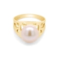 thumbnail image 3 of 11X12MM Round Cut Freshwater Cultured Pearl Solitaire Engagement Ring For Men In 18K Yellow Gold Plated 925 Sterling Silver Size 5.5, 3 of 8