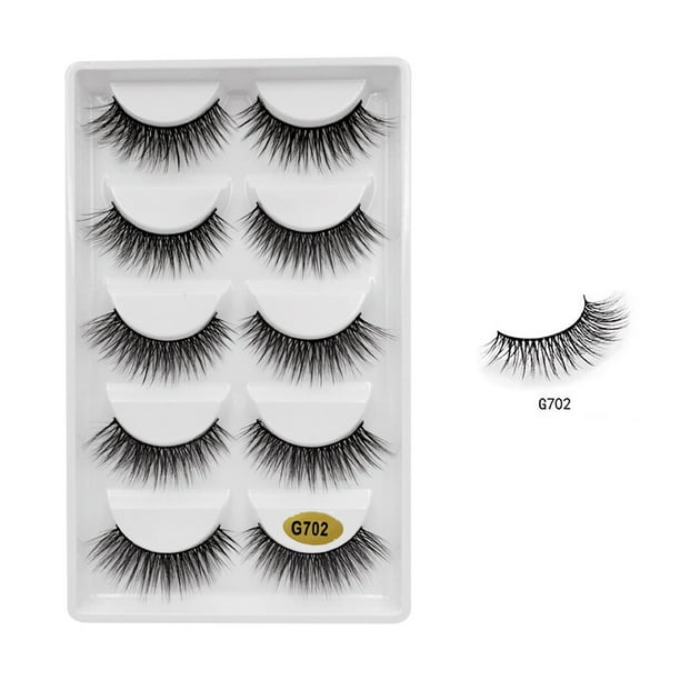 Xihbxyly Pestañas Postizas Naturales, Paquete de 5 Pares, Diseño Invisible con Nudo Cómodo, Estilo Acampanado Entrecruzado, Accesorio de Belleza Reutilizable, Look Glamuroso para El Día a Día, Guía d