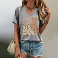 thumbnail image 2 of Women's Vintage Floral T-Shirt Boho Wildflower Graphic Print Short Sleeve Tees Loose Fit Casual V-Neck Tops, 2 of 4