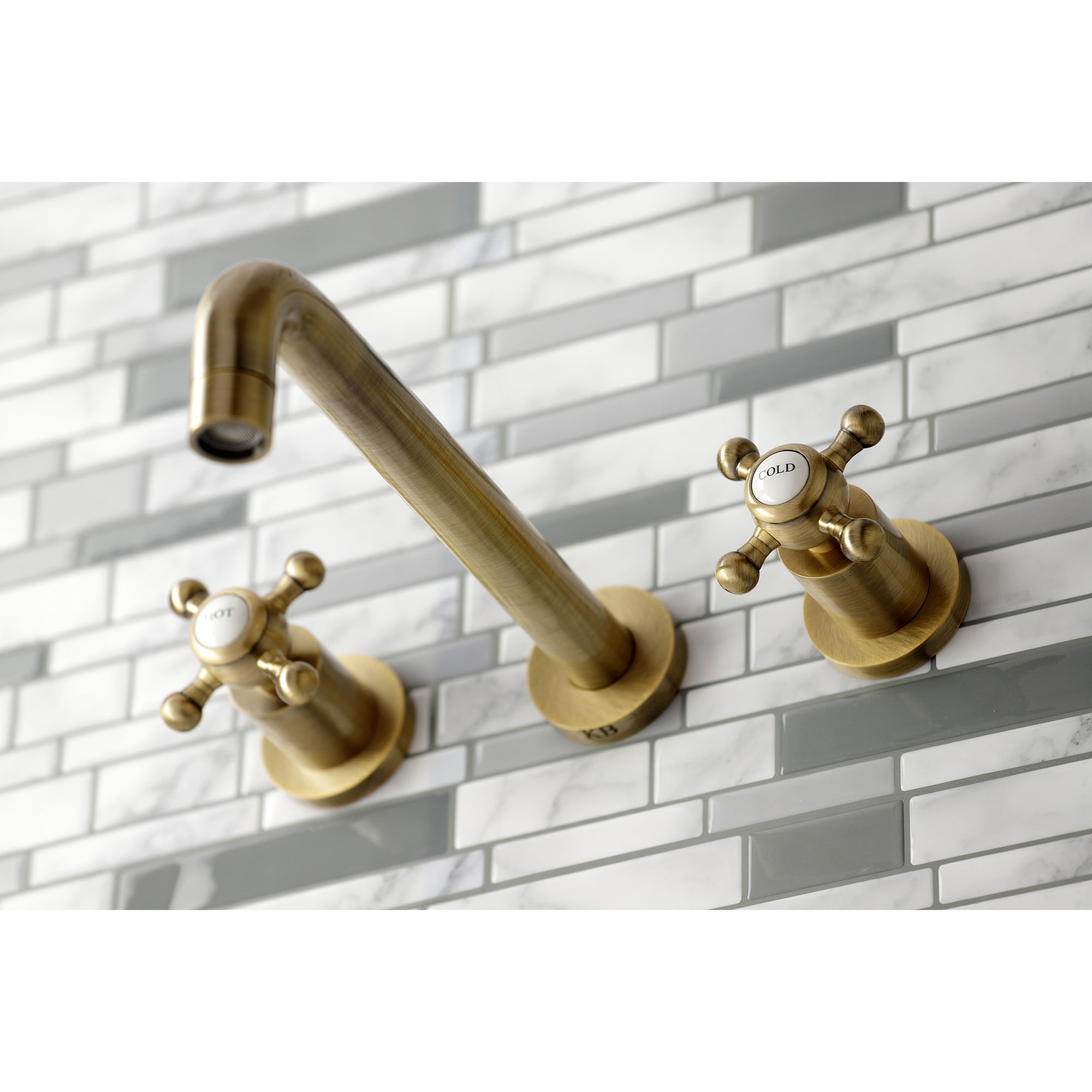 Kingston Brass KS8023BX Metropolitan Two-Handle 3-Hole Wall Mount Roman Tub Faucet in Antique Brass