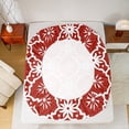 thumbnail image 5 of Manfei Retro Geometric King Sheet Set,Red White Western Floral,4-Piece, 5 of 7