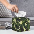 thumbnail image 4 of Tissue Box Cover, Green Camouflage Classic Leather Tissue Box Holder - Tissue Case Facial Paper Organizer for Bathroom, Vanity Countertop, Tabletop, Car, Night Stands,, 4 of 5