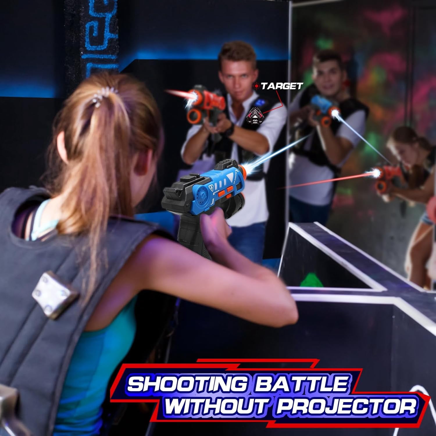 TERRAMUS Infrared Laser Tag Set with Projector - 2 Player Mini Laser Tag Guns, Multi-Mode Laser Gaming, Indoor & Outdoor Fun, Ages 3-6+