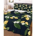 thumbnail image 3 of Quilts Twin-XL Size Bedding Set, Lemons Leaves Lightweight Quilted Comforter, Summer Fruits Floral Botanical Black Soft Reversible Bedspread Coverlet with Pillow Covers for All Season, 68" x 98", 3 of 7