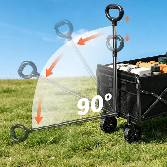 Wagons Carts Foldable - Collapsible Folding Wagon, Portable Folding Wagon Cart with Wheels, Outdoor Utility Carts for Groceries, Camping, Sports, Shopping, Garden, Black