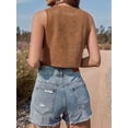 thumbnail image 4 of Womens Fringe Vest 70s Hippie Clothes Sleeveless Faux Suede Tassel Cowgirl Western Outfits S-XL Dark Brown L, 4 of 7