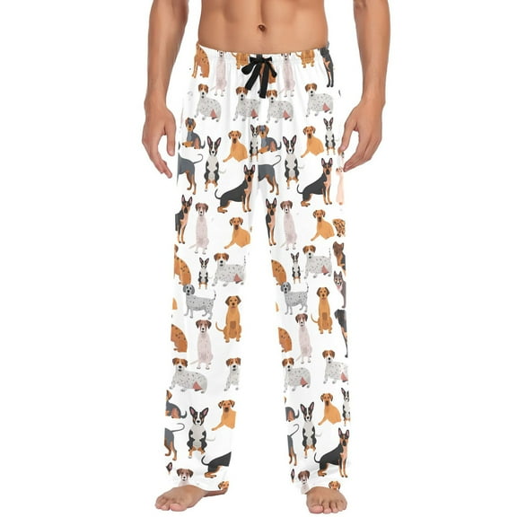 Different Cartoon Funny Dogs Men's Pajama Pants Cotton Long Sleepwear Lounge Pants L