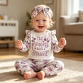 thumbnail image 2 of enyan Baby Girl Clothes Outfits Newborn Fall Cute Ruffle Sleeve Shirt Floral Pant+Headband 3Pcs Infant Girl Winter Clothing Set White，3-6 Months, 2 of 7