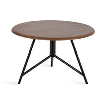 Kate and Laurel Pallson Modern Round Wooden Coffee Table, 28 x 18, Walnut Brown and Black, Circle Wood and Metal Coffee Table with Mixed Materials for Living Room Home Decor