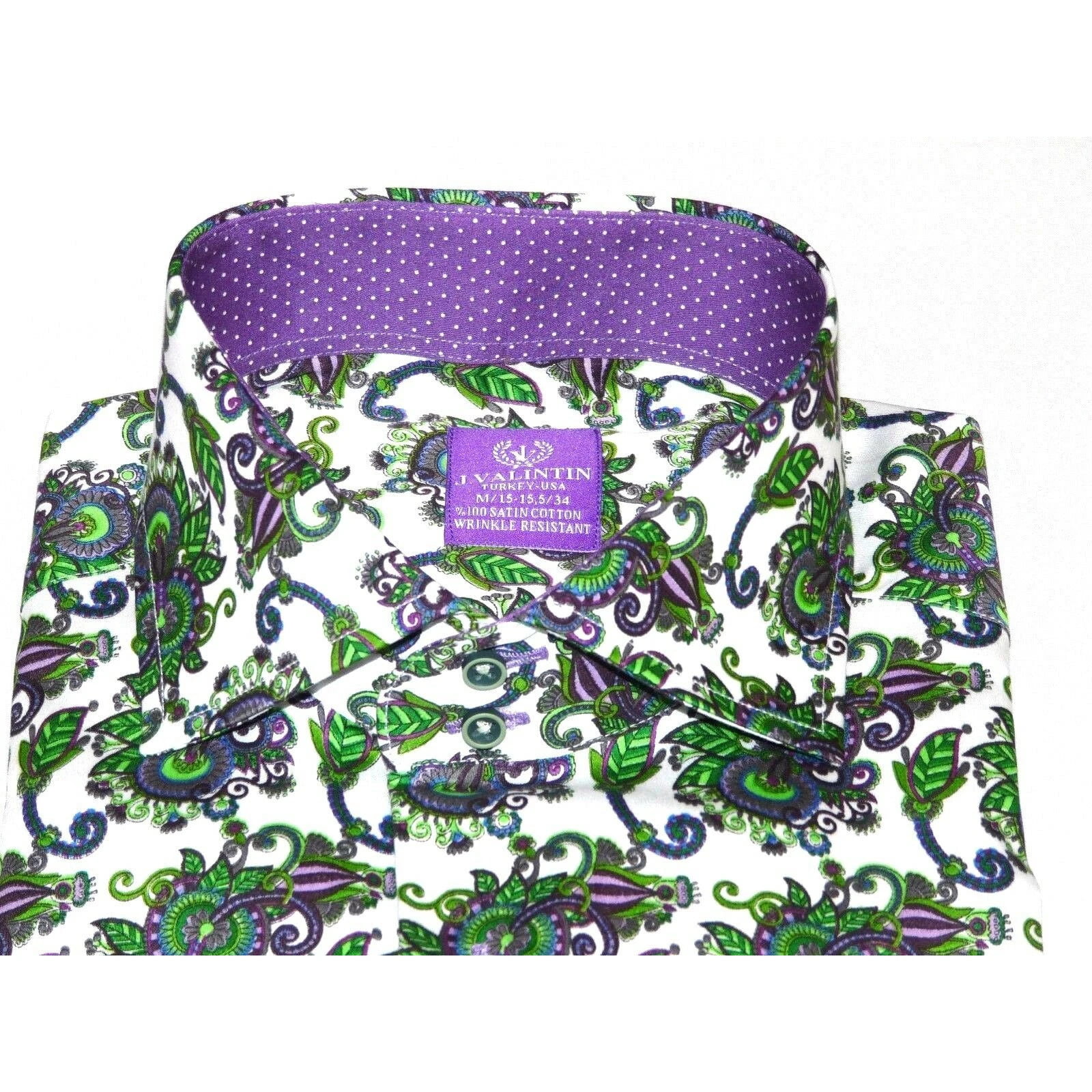 Men Shirt J.Valintin Turkey-Usa 100% Egyption Cotton Axxess Style A113-12 Green