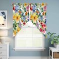 thumbnail image 6 of Green Yellow Floral Kitchen Window Curtains, Swag Curtains Valance for Bedroom Living Room Bathroom, Purple Blue Watercolor Retro Leaf Rod Pocket Window Curtain Block Drapes 2 Panels 36"x45", 6 of 9