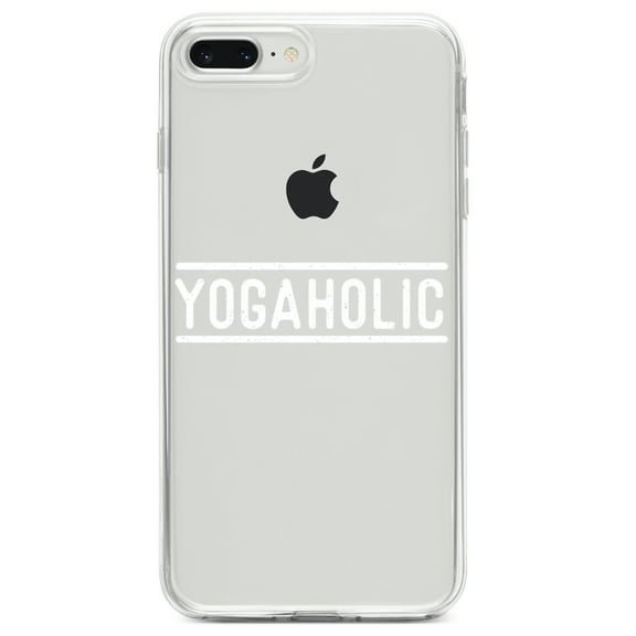 DistinctInk Clear Shockproof Hybrid Case for iPhone 7 PLUS / 8 PLUS (5.5" Screen) TPU Bumper Acrylic Back Tempered Glass Screen Protector - Yogaholic Yoga