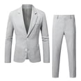 thumbnail image 5 of IWRICH Men's Slim Fit Lightweight Casual Blazer Jacket Pants 2 Piece Set 2 Button Sport Coats Suit for Groom Groomsman Wedding Business Grey XL, 5 of 5