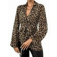 thumbnail image 2 of Blusa con Estampado de Leopardo para Mujer, Larga, Cuello en V, Lazo Frontal, Solapa, Blusa Estampado de Leopardo L, 2 of 9