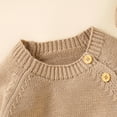 thumbnail image 4 of Baby Romper Long Sleeve Infant Boy Girl Jumpsuit Clothes Autumn Solid Knit Newborn Toddler Kid Solid Overalls 2PC 0-18M Onesies, 4 of 6