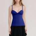 thumbnail image 4 of Textilo Women's Plus Size Tank Tops with Built In Bras V Neck Spaghetti Strap Camisole Sleeveless Cami Tanks Shirts Lightweight Loose Fit Casual Flowy Comfy Tops,Blue 6XL, 4 of 6