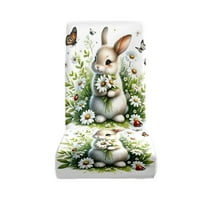 dajkiuy 1 Pcs Easter Chair Covers,Easter Bunny And Eggs Dining Room Chair Covers,Easter Party Decoration Removable Holiday Farmhouse Decor for Home Dining Room Kitchen