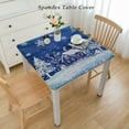 thumbnail image 2 of HAOXIT Christmas Tablecloth, Blue Table Cloth, Tree Waterproof Tablecloths for Dining Kitchen Winter Holiday, Spill-Proof Table Cover for New Year Party Home Decor, Square 54''x54'', 2 of 7