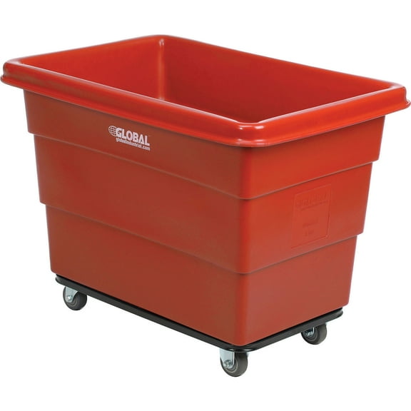 Global Industrial 800312RD 8 Bushel Steel Chassis Base Red Plastic Bulk Box Truck