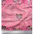 thumbnail image 1 of Soimoi Orange Moss Georgette Fabric Text & Women Group Print Fabric by Yard 42 Inch Wide, 1 of 3
