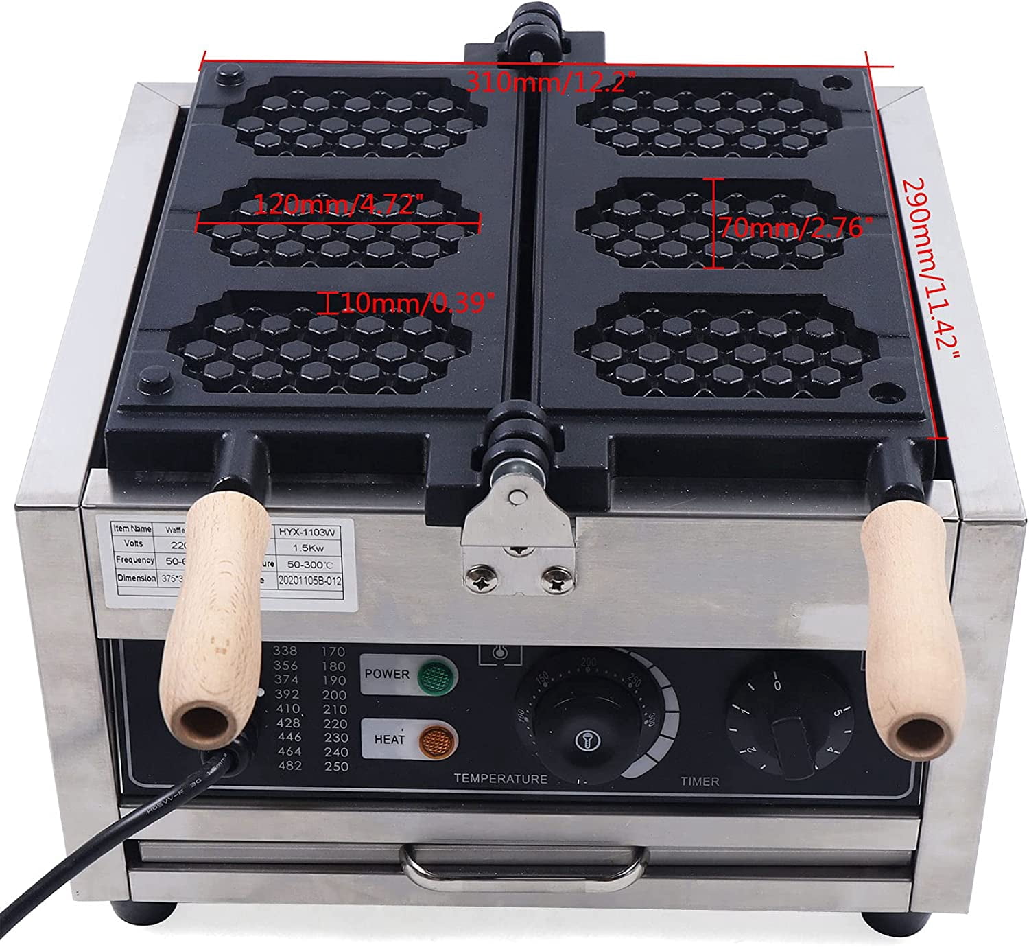 Fichiouy Commercial Waffle Cone Maker 3-hole Electric Rotating Baker Machine Nonstick Muffin Maker 1500W