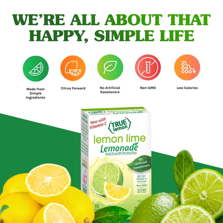 12 pack) True Lemon Lemon Lime Lemonade Drink Mix Powder, 10