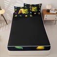 thumbnail image 4 of Homewish Kids Dinosaur Zipper Twin Comforter Sets with Fitted Sheet and 2 Pillowcases for Boys Girls, Dino Letter A Zipper Bedding Set,4-Piece, Black Reversible, 4 of 6