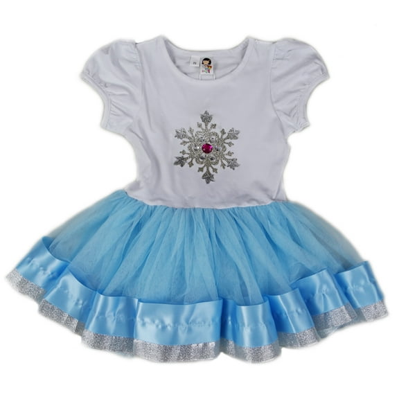 Wenchoice Blue/White & Silver Snowflake Dress Girls M(3Y-4Y)