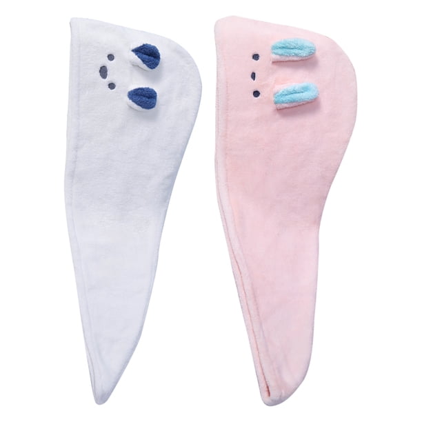 Toallas para el cabello Toalla súper absorbente para secar el cabello Turbante Gorro para secar el cabello Gorro de baño envolvente Paquete de 2