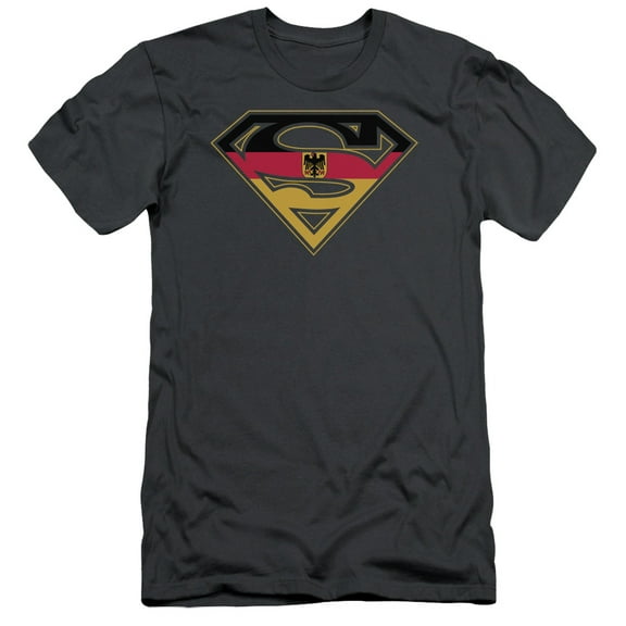 Superman German Shield Adult 30/1 T-Shirt Charcoal