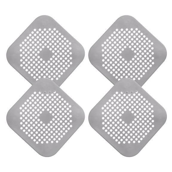 Uxcell 4packs Shower Drain Hair Catcher Square Drain Strainer for Shower, Grey