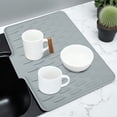 thumbnail image 7 of Unique Bargains Dish Drainer Mat Silicone Drying Mat for Kitchen Counter Fast Drying Matt for Dishes Heat Resistant Non-Slip 15.75x12.6 Inch Light Gray, 7 of 7