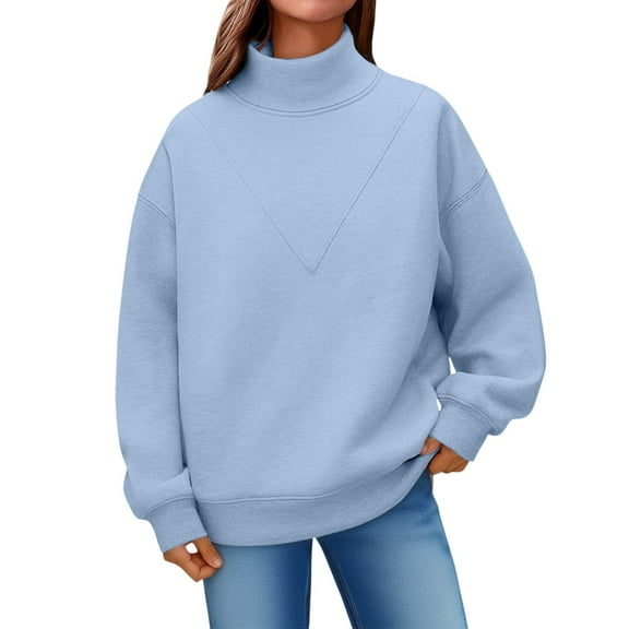 Oversized Turtleneck Sweatshirt for Women, Multiple Color Casual Long Sleeve Sweatshirt Cozy Mock Neck Sweatshirt Mock Neck Sweatshirt Sweatshirt for Women Cute Sweatshirts, Light Blue M