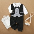thumbnail image 6 of Odeerbi Baby Infant Boys Girls Clothes Gentleman Jumpsuit Baby Romper College Style Fall Gentleman Style Romper British Indoor Outdoor Jumpsuit Black 9-12 Months, 6 of 6
