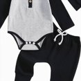 thumbnail image 4 of Kaprioy Baby Boy Romper Baby Boys Girls 3PCS Waffle Knit Outfit Set, Long Sleeve Romper+Drawstring Elastic Pants+Hat, 4 of 4