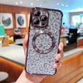 thumbnail image 5 of for iPhone 15 ProMax Case Compatible with MagSafe, Leopard Glitter Magnetic 15 Pro Max Case for Women Luxury Plating Clear Camera Lens Cover Shockproof Soft Silicone Bumper 6.7 "(Deep Purple), 5 of 12