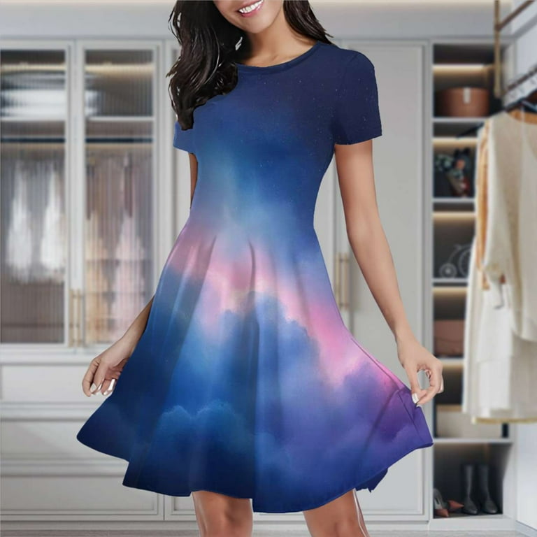 Neon Galaxy Nebula Universe Starlight Women's Classic Swing Skater Dress  Casual Work Party Cocktail Dresses - Walmart.com