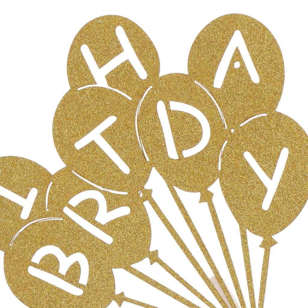Torta del Feliz cumpleaños Topper acrílico Oro centelleo del Brillo de Bricolaje Torta de la Magdalena Partido de la Vela Hecha a Mano palillo de Rotura violenta Regard 