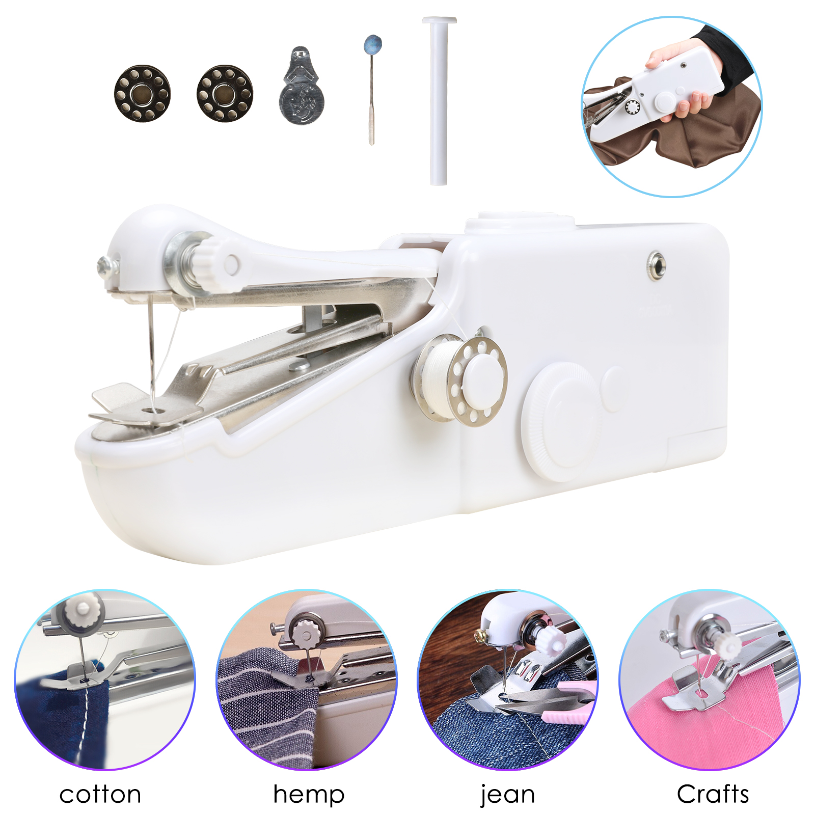 MUCH Handheld Sewing Machine Mini Craft Stitch Sew Machine Handy Repair Cordless Portable Tailor