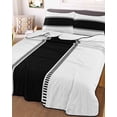thumbnail image 3 of Quilts Twin Size Bedding Set, Black Solid Color Texture Lightweight Quilted Comforter, Simple Black Stripes Soft Reversible Bedspread Coverlet with Pillow Covers for All Season, 68" x 86", 3 of 7