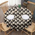 thumbnail image 3 of Black Beige Chevron Pattern Round Tablecloth 60"x60",Wrinkle Wipeable Table Cloth for Kitchen Dining Room Picnic Patio Party, 3 of 6