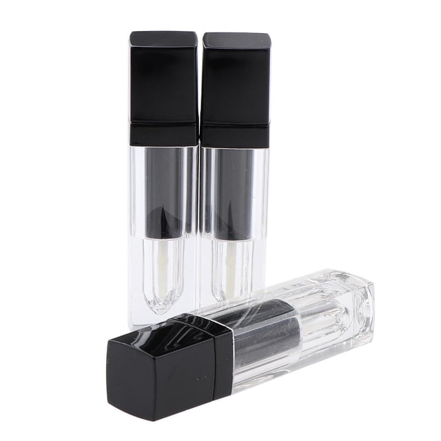 Útiles 4ml Vacíos Recargable ABS Plástico Brillo de Tubos Botellas de Llenado Envases Cosméticos para Bricolaje de Maquillaje, 3 Pa Negro Salvador Tubos vacíos de la varita de brillo labial